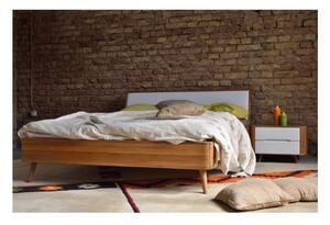 Bílá/přírodní dvoulůžková postel z dubového dřeva 180x200 cm Ena – Gazzda