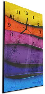 Nástěnné hodiny 30x60cm abstraktní pruhy sytých barev - plexi
