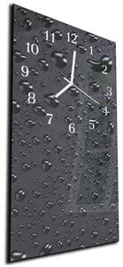 Nástěnné hodiny 30x60cm kapky vody na černém - plexi