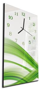 Nástěnné hodiny 30x60cm zelená abstraktní vlna - plexi