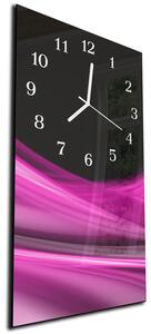 Nástěnné hodiny 30x60cm sytě fialová vlna na černém - plexi
