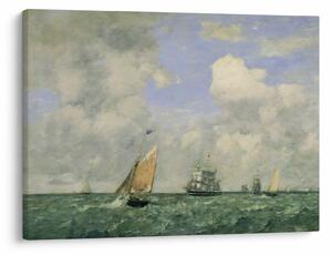 Obraz - Eugène Boudin, Ships and Sailing Boats Leaving Le Havre, reprodukce (70x50 cm)