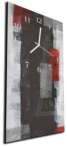 Nástěnné hodiny 30x60cm malba červeno černý abstrakt - plexi