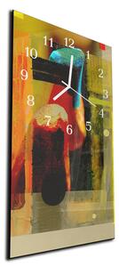 Nástěnné hodiny 30x60cm abstraktní barevná olejomalba - plexi