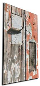 Nástěnné hodiny 30x60cm dřevo a starý oprýskaný nátěr - plexi