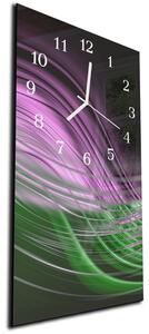 Nástěnné hodiny 30x60cm abstraktní fialovo zelená vlna - plexi