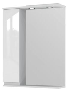 Kingsbath Auriga 65 závěsná koupelnová skříňka se zrcadlem a LED osvětlením Orientace: Levá