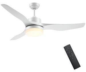 HOMCOM Stropní ventilátor s osvětlením, Reverzibilní LED stropní světlo s ventilátorem, 6 rychlostí, 3 barevná světla, Stropní lampa s dálkovým ovládá