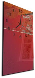 Nástěnné hodiny 30x60cm temně červená malba - plexi