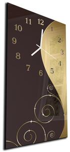 Nástěnné hodiny 30x60cm decentní hnědo béžový abstrakt - plexi