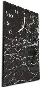 Nástěnné hodiny 30x60cm abstrakt černý mramor - plexi