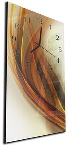 Nástěnné hodiny 30x60cm hnědo zlatá abstraktní vlna - plexi