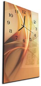 Nástěnné hodiny 30x60cm sytě oranžová vlna - plexi