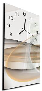 Nástěnné hodiny 30x60cm abstraktní béžovo šedá vlna - plexi