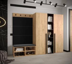 Předsíňová stěna Miro 8 - dub Craft Barva: Černá Ekokůže