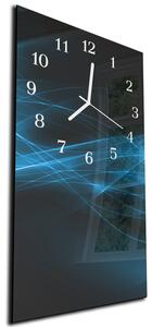 Nástěnné hodiny 30x60cm modrý abstrakt na černém - plexi