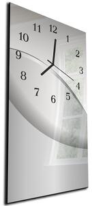 Nástěnné hodiny 30x60cm abstrakt středně šedá vlna - plexi