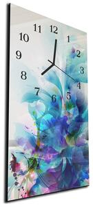 Nástěnné hodiny 30x60cm abstraktní modré květy - plexi