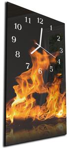 Nástěnné hodiny 30x60cm plamen ohně na černém - plexi