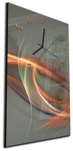 Nástěnné hodiny 30x60cm oranžová vlna šedý podklad - plexi