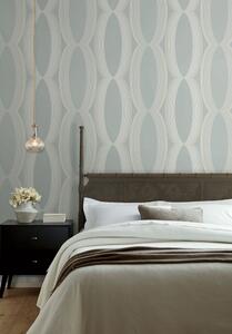 Šedo-modrá vliesová tapeta na zeď, geometrický vzor, EV3985, Candice Olson Casual Elegance, York