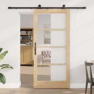 Posuvné dveře ORKDAL 93 x 202 cm Masivní borové dřevo a sklo 3332035