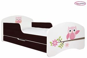 Dětská postel se šuplíkem 140x70cm RŮŽOVÁ SOVIČKA + matrace ZDARMA!