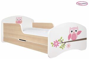 Dětská postel se šuplíkem 180x90cm RŮŽOVÁ SOVIČKA + matrace ZDARMA!