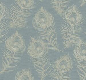 Modrá vliesová tapeta s pavími pery, EV3943, Candice Olson Casual Elegance, York