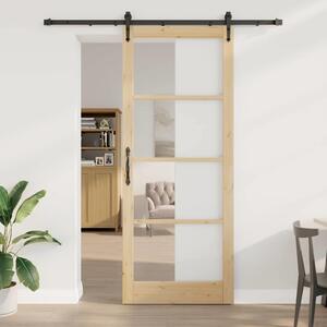 Posuvné dveře 93 x 232 cm Masivní borové dřevo a sklo 3332403