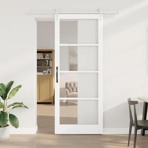 Posuvné dveře 93 x 232 cm Masivní borové dřevo a sklo Bílá 3332376