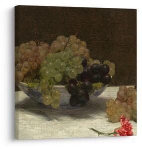 Obraz - Henri Fantin-Latour, Still Life with Grapes and a Carnation, reprodukce (30x30 cm)