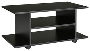 HOMCOM TV stolek, TV jednotka s policemi a uzamykatelnými kolečky, melaminový povrch 80x40x40 cm černá | Aosom