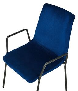 Sada 2 sametových židlí tmavě modré JEFFERSON