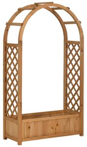 Outsunny Obloukový Květináč s Trellis, Podpora pro Popínavé Rostliny, Květinová Dekorace do Zahrady, Terasy nebo na Balkon 83x36x152 cm Přírodní | Aos