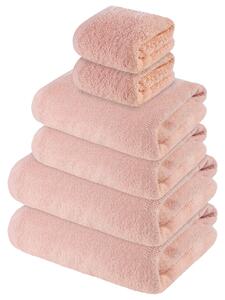 LIVARNO home Sada froté ručníků, 100 % bavlna, 6dílná (růžová) (100374254003)
