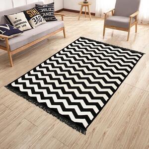 Černo-bílý oboustranný koberec Zig Zag 80 x 150 cm