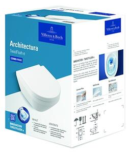 Villeroy & Boch Architectura combi-pack sada s prkénkem závěsná bez splachovacího kruhu bílá lesk 4694CL01