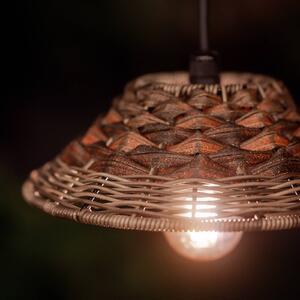PR Home závěsná lampa Lisen, ratanový vzhled, hnědá, Ø 27 cm