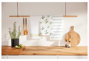 LIVARNO home Kuchyňské utěrky, 50 x 70 cm, 3 kusy (vzor/olivová/bílá) (100374269002)