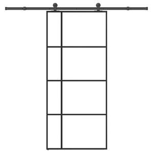 Posuvné dveře s kováním 90x205 cm ESG sklo a hliník 3332919