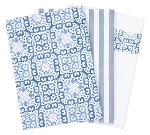 LIVARNO home Kuchyňské utěrky, 50 x 70 cm, 3 kusy (vzor/modrá/bílá) (100374269001)