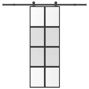 Posuvné dveře s kováním 76x205 cm tvrzeného sklo a hliník 3333010