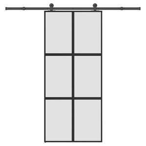 Posuvné dveře s kováním 90x205 cm tvrzeného sklo a hliník 3332963