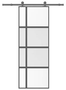 Posuvné dveře s kováním 76x205 cm tvrzeného sklo a hliník 3333031