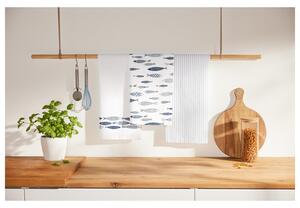 LIVARNO home Kuchyňské utěrky, 50 x 70 cm, 3 kusy (ryby/modrá/bílá) (100374269003)