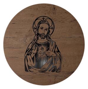 "Ježíš a srdce" světelný obrazs baterií 50cm provedení: dub B, varianta: ovládání na obraze + dálkové ovládání