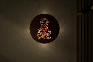 "Ježíš a srdce" světelný obrazs baterií 50cm provedení: dub B, varianta: ovládání na obraze (bez dálkového ovladače)
