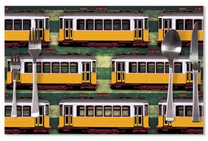 Sablio Prostírání Lisabonské historické tramvaje Zelený Pattern: 40x30cm