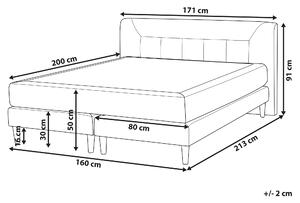 Sametová kontinentální postel 160 x 200 cm šedá MARQUISE